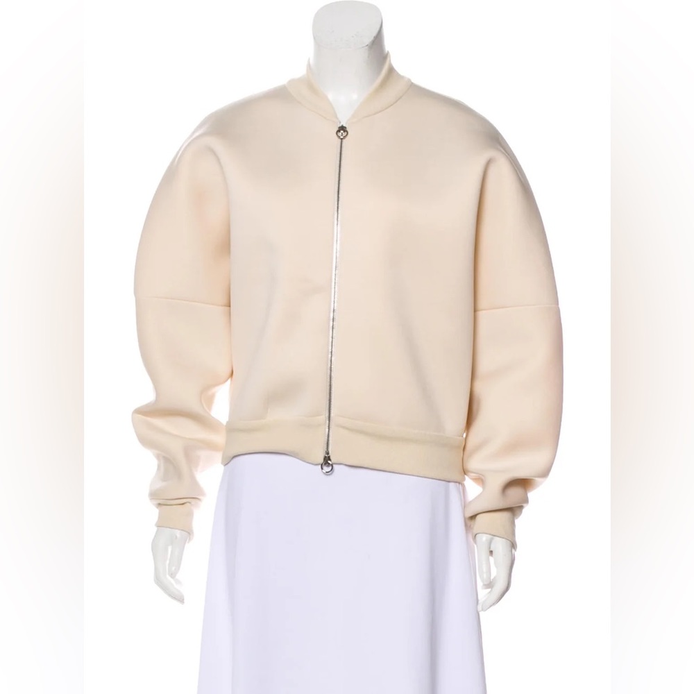 STELLA MCCARTNEY Crème Off-White Rare Neoprene Bomber Jacket Size: M | US8, IT44